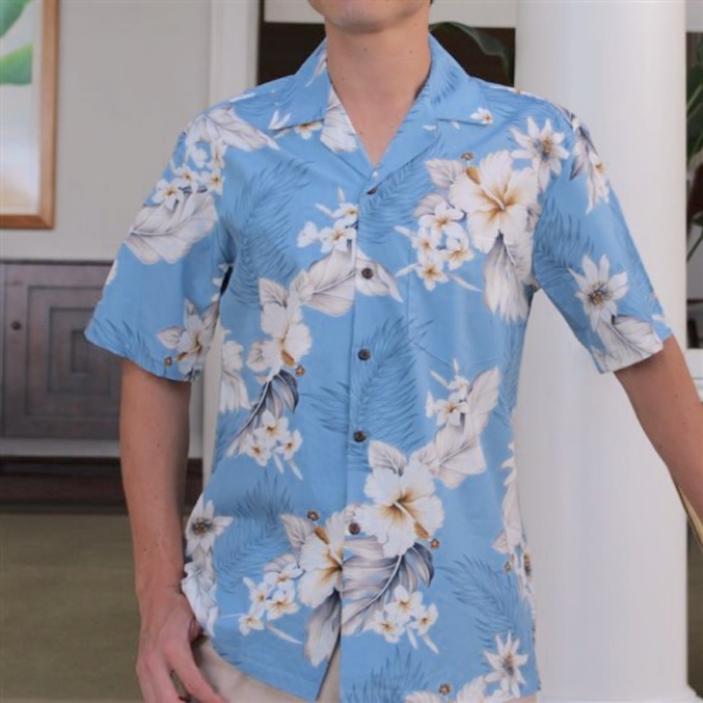 Pacific Legend Hibiscus Blue Hawaiian Aloha Shirt